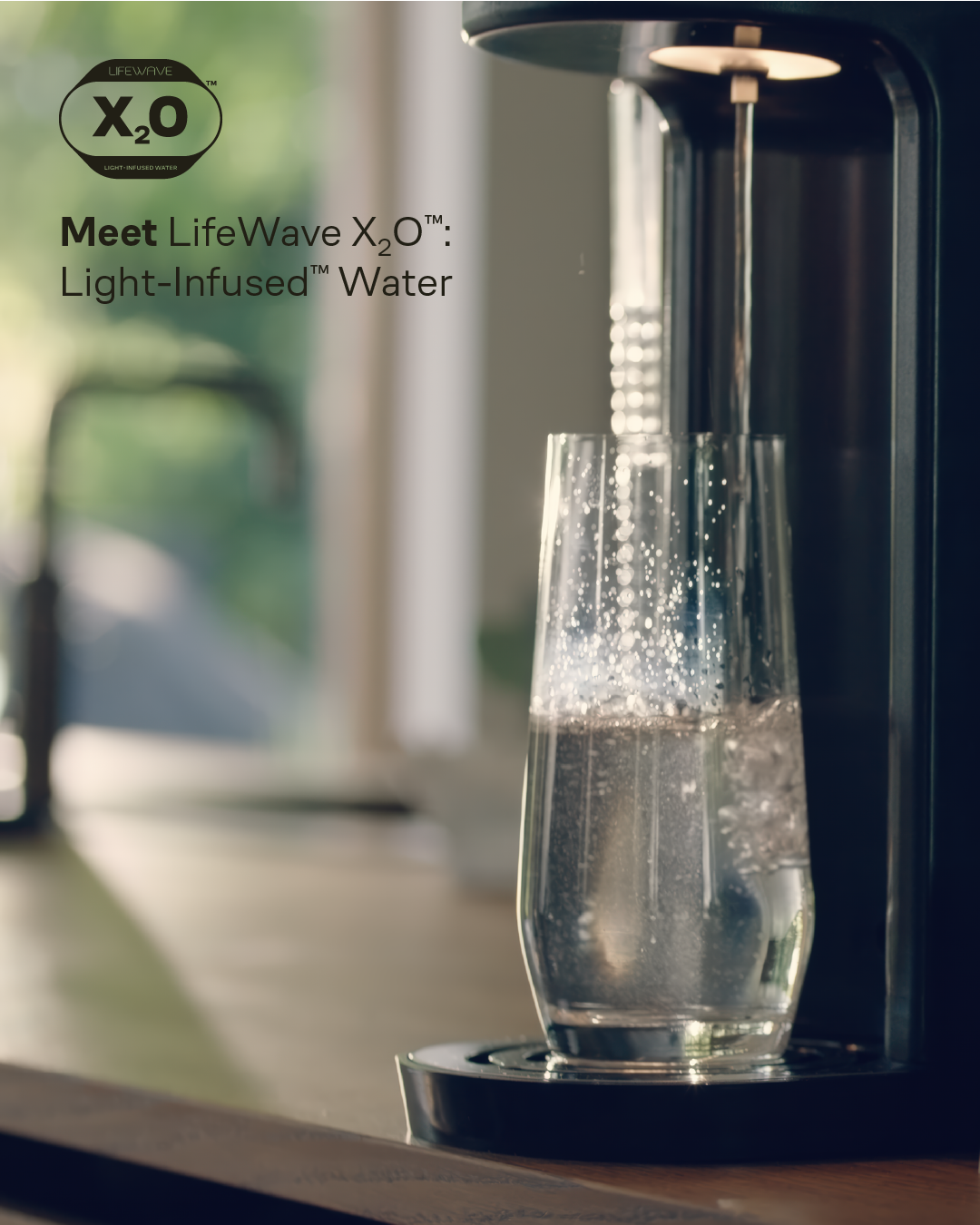 Meet LifeWave X₂O light-infused water glass and machine