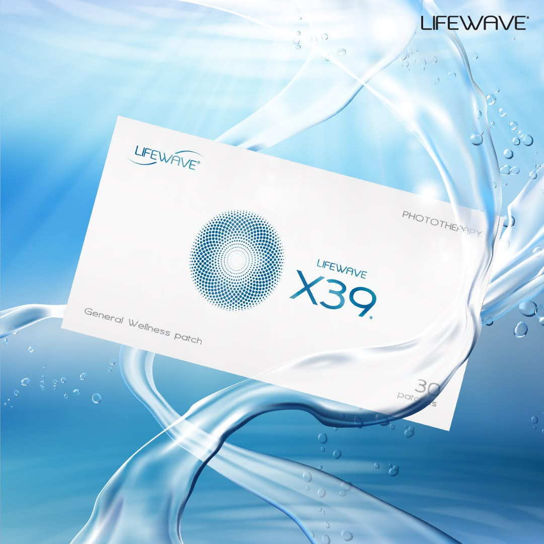 LifeWave X39 patch box photographed in water